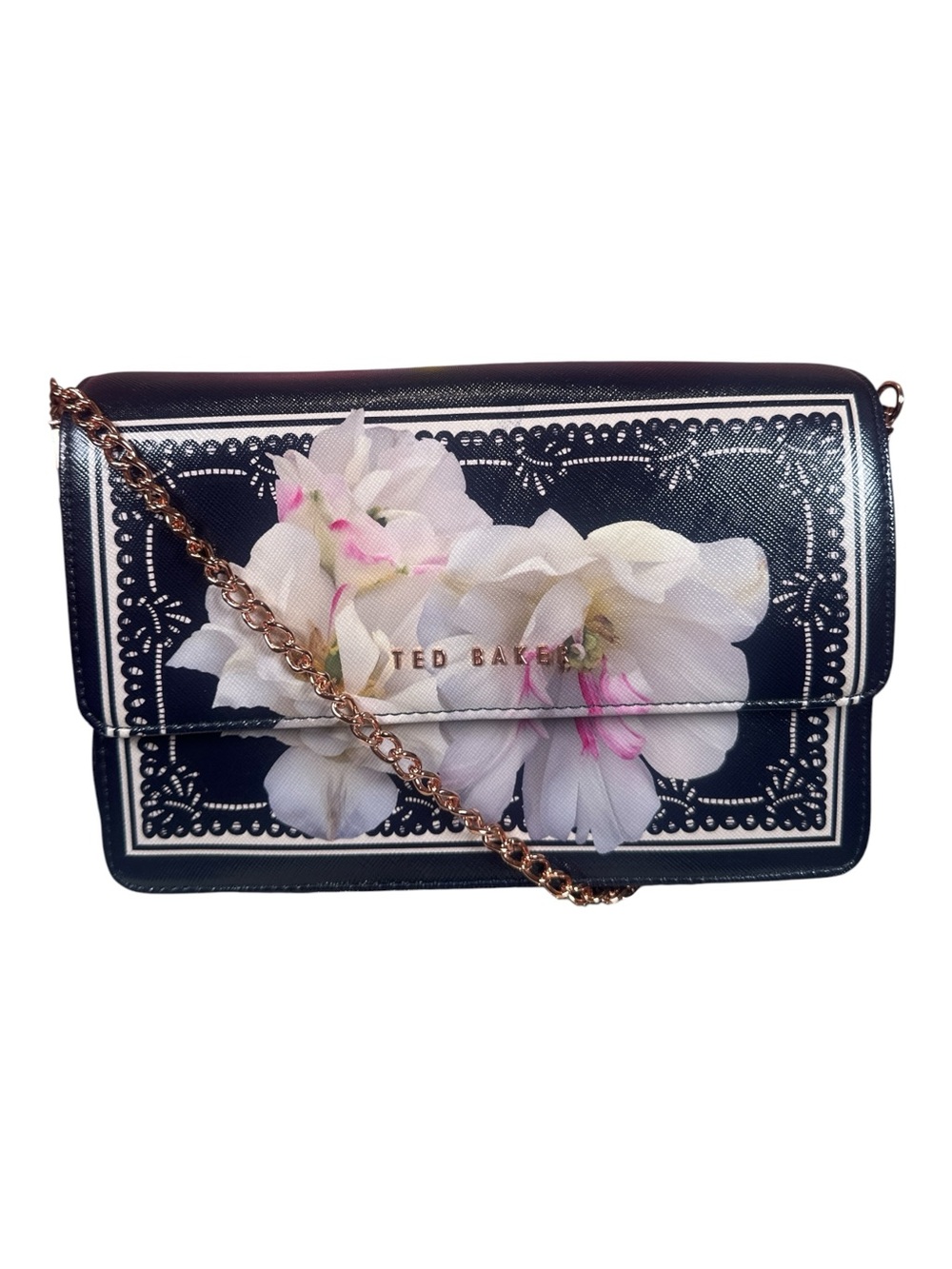 Ted Baker Tilleyy Gardenia Navy Floral Crossbody Bag Like New